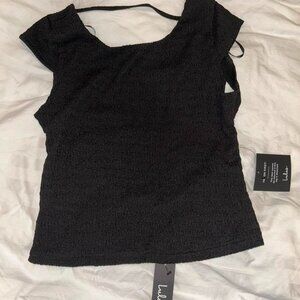 Lulu black backless top with a stretchy fit (Brand New)